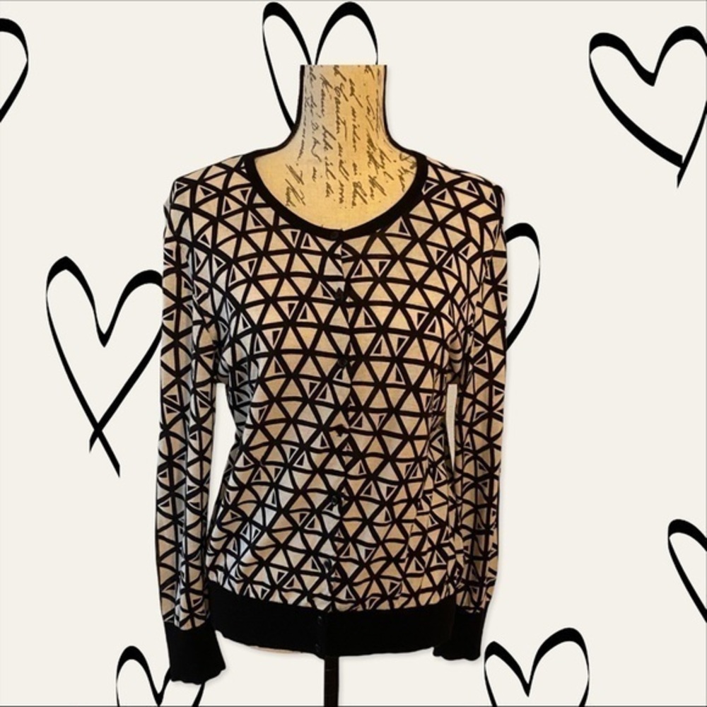 HALOGEN CARDIGAN SWEATER SIZE PXL BLACK AND WHITE